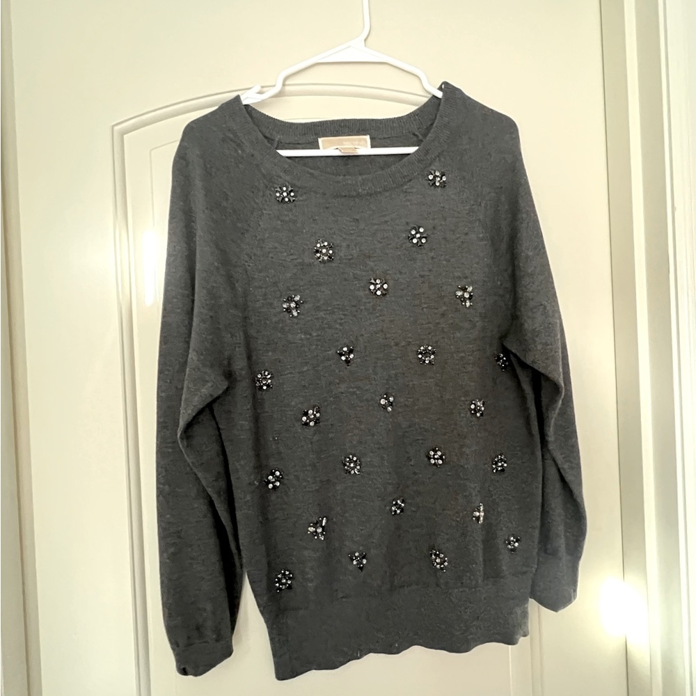 Gray Michael Kors Knit Sweater Rhinestones size small